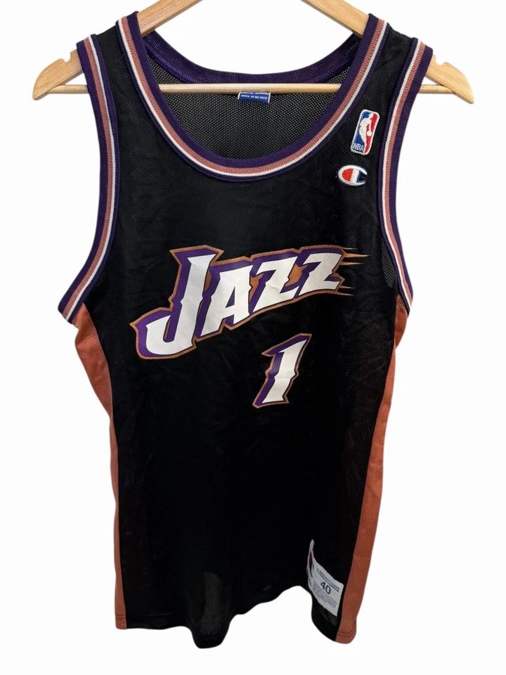 Vintage Utah Jazz NBA Authentic Champion Jersey Size - 40/ Medium • #1 Rare 90’s - Image 2 of 4