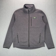 L.L. Bean Sweater Fleece Full-Zip Jacket Mens Medium Gray Marled 504938 Pocket