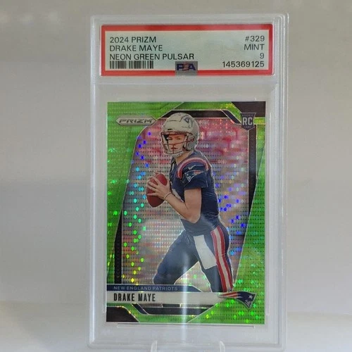 2024 Panini Prizm - Rookies Drake Maye #329 Neon Green Pulsar Prizm (RC)
