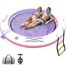 Inflatable Water Hammock Round Floating Ring, 8ft Inflatable Dock Floating Pl...