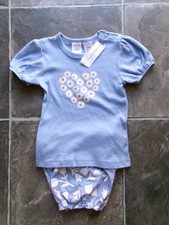 BNWT Baby Girl's Blue Cotton Knit Summer Pyjamas Size 2