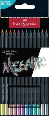 Faber-Castell Black Edition Metallic Colored Pencils - Pack of 12 Vibrant Shades