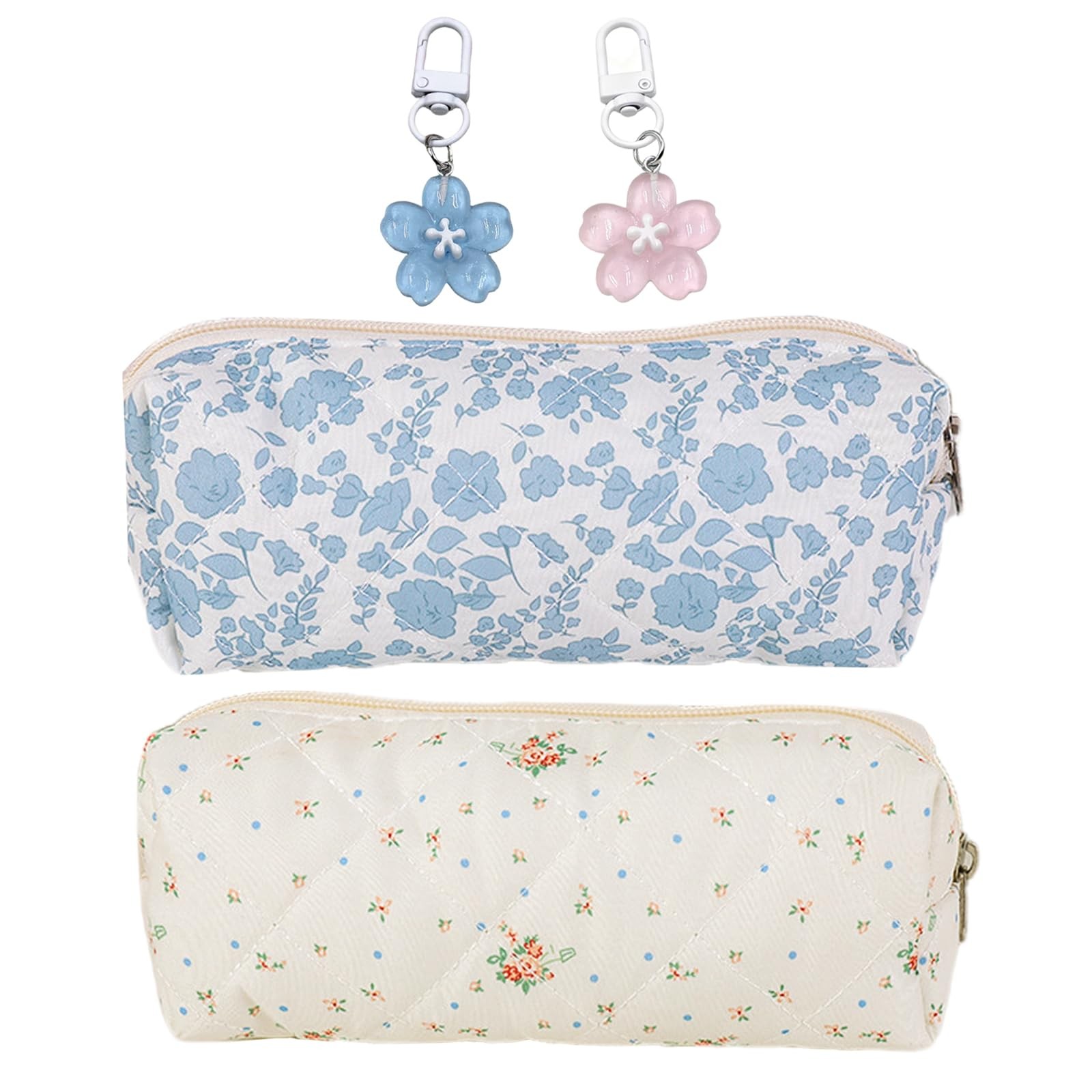 Trousse à crayons à fleurs en toile set de 2 trousses scolaires filles