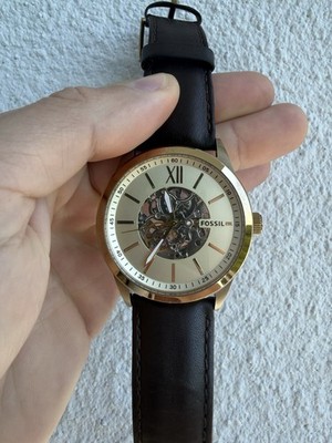 Fossil 48 Mm Flyn Brown Leather Men's Automatic Wristwatch BQ2382
