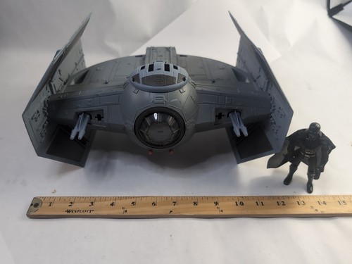 2003 HASBRO DARTH VADER TIE FIGHTER STAR WARS SPACE SHIP WITH ACTION VADER FIG - Picture 8 of 15