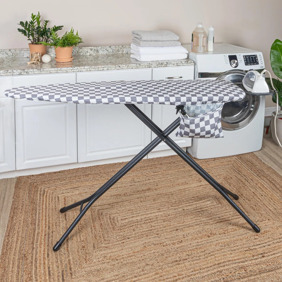 Wide Cotton Ironing Board Cover, White and Grey - Image 3 of 4
