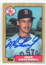 1987 TOPPS MIKE GREENWELL RC #259 - AUTO AUTOGRAPH SIGNED CARD RED SOX
