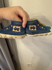Vintage Fisher Price Baby Shoes High Top Trucks Color block 1995