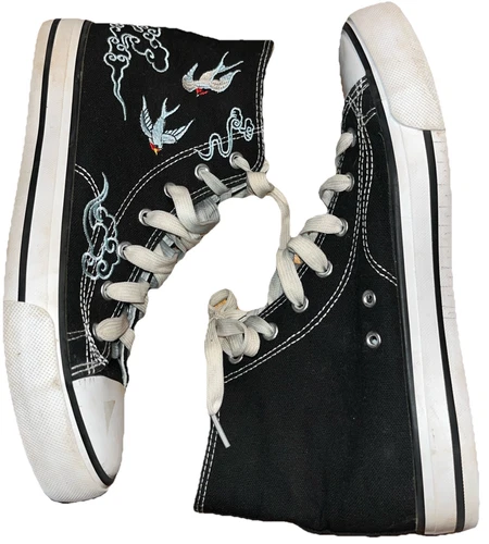 Sneakers alte donna Converse design tela tg10 nere Lucky