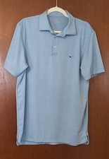 Vineyard Vines On-The-Go Sankaty Polo Men s M Blue Striped Stretch Short Sleeve
