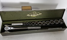 Thorsen USA 15pc 1/2” Drive Socket Set Ratchet Breaker Bar Metal Case Vintage