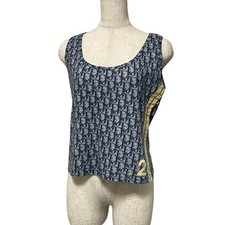 Christian Dior J'ADORE Logo Tank Top Sleeveless Blue Navy Trotter Size 40