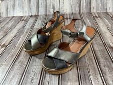COACH Cross Band High Wedge Sandal color Charcoal Gunmetal Size 5.5 B New