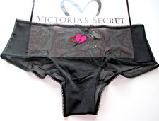 VICTORIA'S SECRET PINK Wink Cheeky Panty S M L XL Black Hearts Mesh FREE SHIP 4 