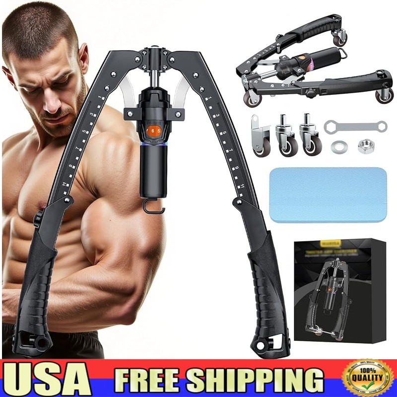 Adjustable Hydraulic Resistance Arm Trainer Home Gym Equipment Ab Wheel Demo New