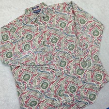 Daniel Cremieux Collection Men L Red Paisley Italian Fabric Vintage Button Shirt