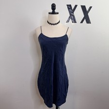 Vintage Victoria's Secret Gold Label Blue Slip Dress Silk Chemise Side Slit S