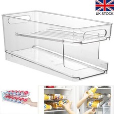 2 Layer Rolling Drink Organiser Removable Fridge Can Dispenser for Easy Storage