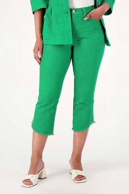 Studio Park x Jane Treacy Twill Kick Flare Cropped Jean Kelly Green