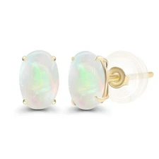 14K Gold Oval Birthstone Earrings 7x5mm Hypoallergenic Studs for Women