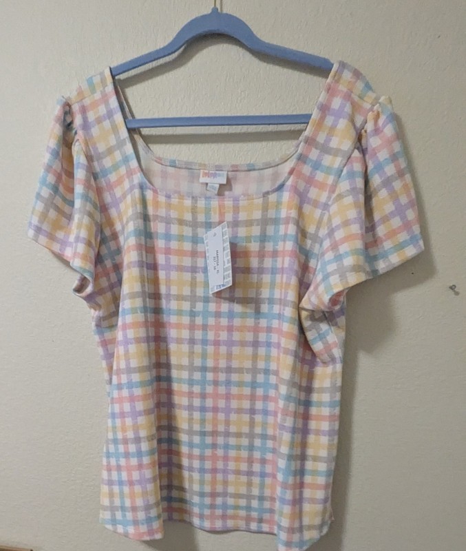 Lularoe Martha Top, Pastel Plaid, BNWT,  Size 2Xl