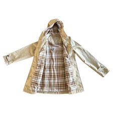 Vintage L.L. BEAN Khaki Mackintosh Jacket Flannel Lined Rain Wind Coat Women?s S