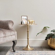 Round Gold Metal Side Table bedside coffee table metallic occasional table