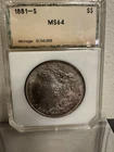 1881-S Morgan Dollar PCI 64 beautiful  toning PCI Mint 64