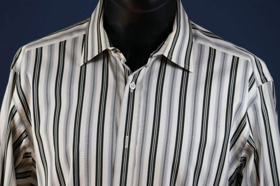 Ralph Lauren Purple Label Men’s Stripe French Cuff Dress Shirt 16.5 Chest 48" - Image 3 of 4