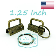 Key Fob Hardware 50 Sets ANTIQUE BRASS 1.25" Wristlets/Keychain Ring Hardware
