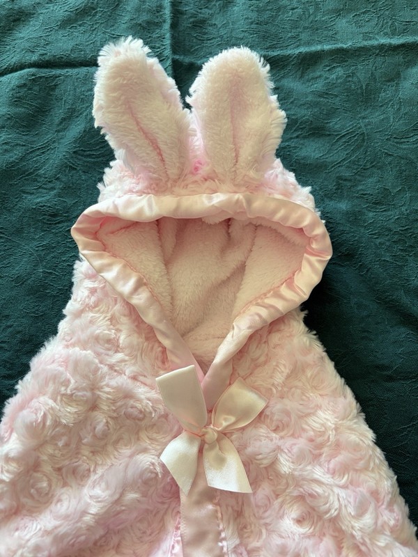 Blankets & Beyond Pink Bunny Hooded Fleece Cape Unisex Baby