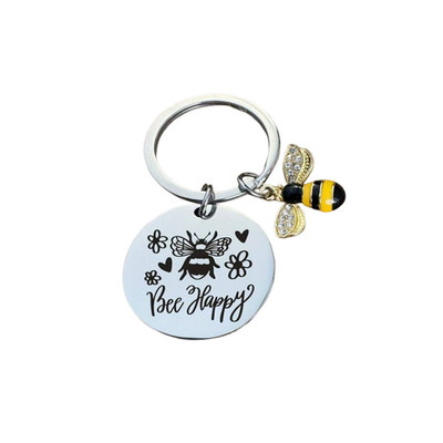 Schlüsselanhänger Bee Happy Keychain Glücksbringer Biene Anhänger Schlüssel Key