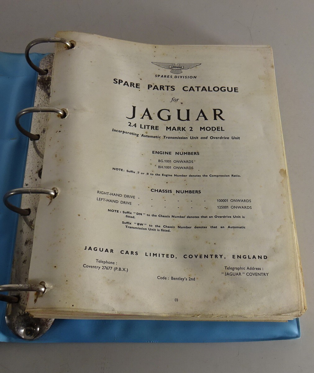 アクセサリー Jaguar Mark 2 Models SparePartsCatalogue Spare Parts Catalogue Jaguar 2.4 L Mark 2 MK II | eBay