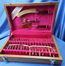 Vintage Johnny Ubol Thailand Brass Flatware Silverware Set Bronze/Brass Wood Set