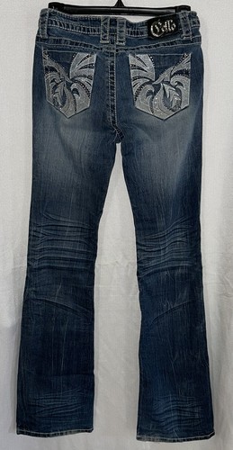 CELLO Women's Bootcut Jeans Bling Rhinestone Pockets Embroidered Sz 5 - Picture 6 of 6