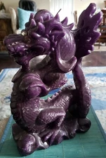 HUGE PURPLE DRAGON W/ GLASS EYES & WISDOM BALL CANDLE NEVER LIT
