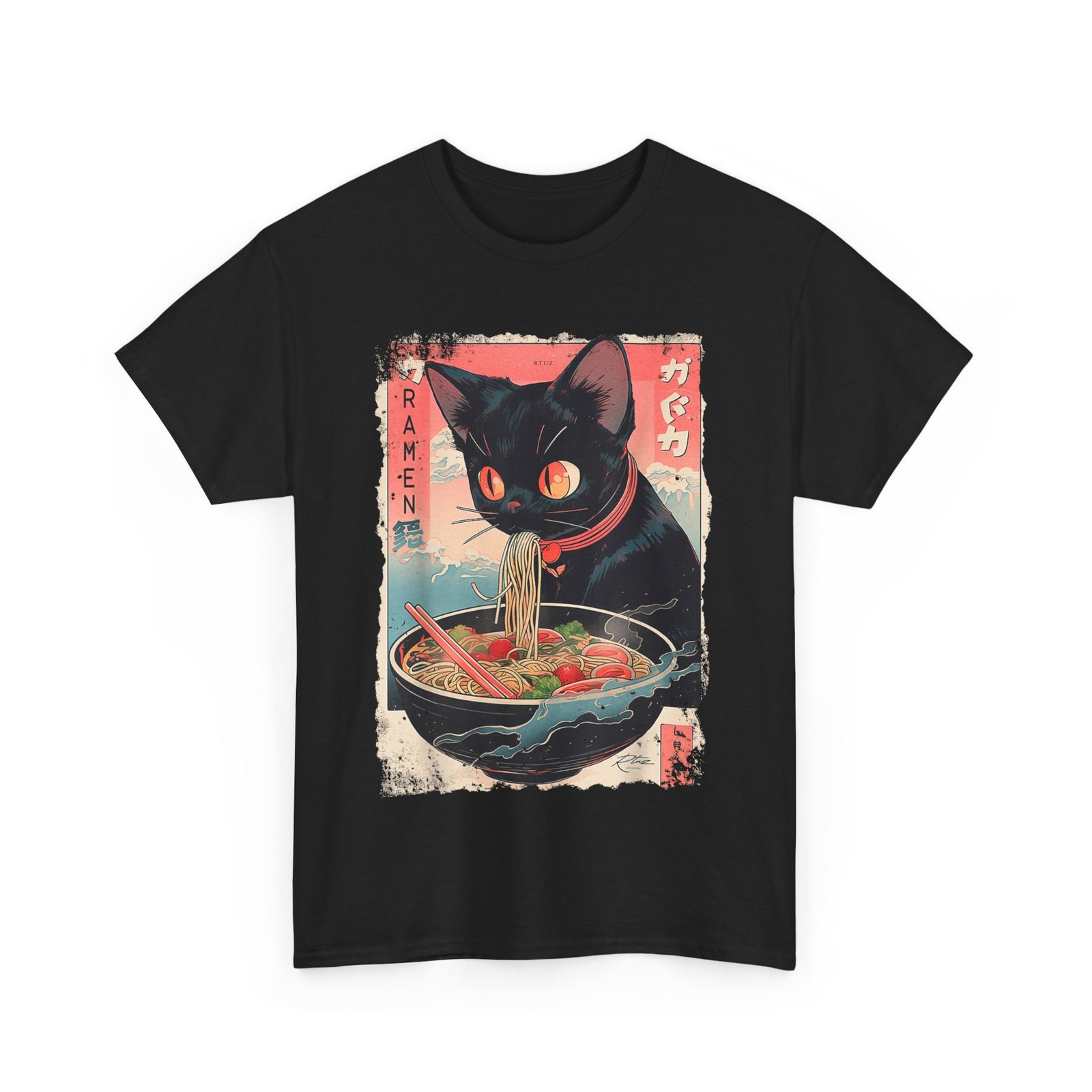 Camiseta Anime Manga Kawaii Estilo Otaku Urbano Streetwear Ramen Gato