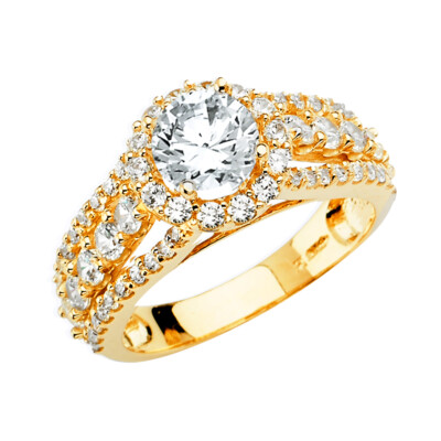 14K Yellow Gold Cubic Zirconia Engagement Ring / Avg. Weight 5.9 grams ...