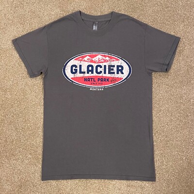 EPIC Glacier National Park Logo T-Shirt Ouray 100% Cotton Gray - Mens Size Small
