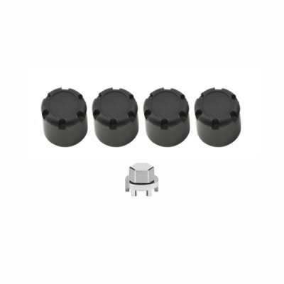RC Hop Ups CNC Aluminum M4 Wheel Nut Center Caps (4) (Black) for 1/10 Crawler