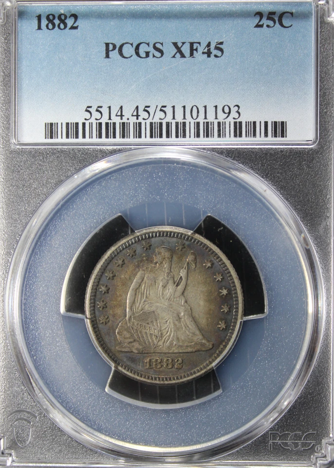 1882 XF45 Seated Quarter, PCGS 51101193 - Image 3 of 4