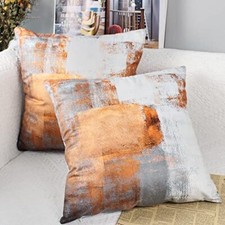 Orange Throw Pillow Covers 18x18,Modern Abstract 18" x 18" Pack of 2 Oange