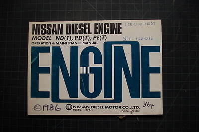 NISSAN ND PD PE T DIESEL ENGINE Operation Maintenance Owner Manual guide 1986