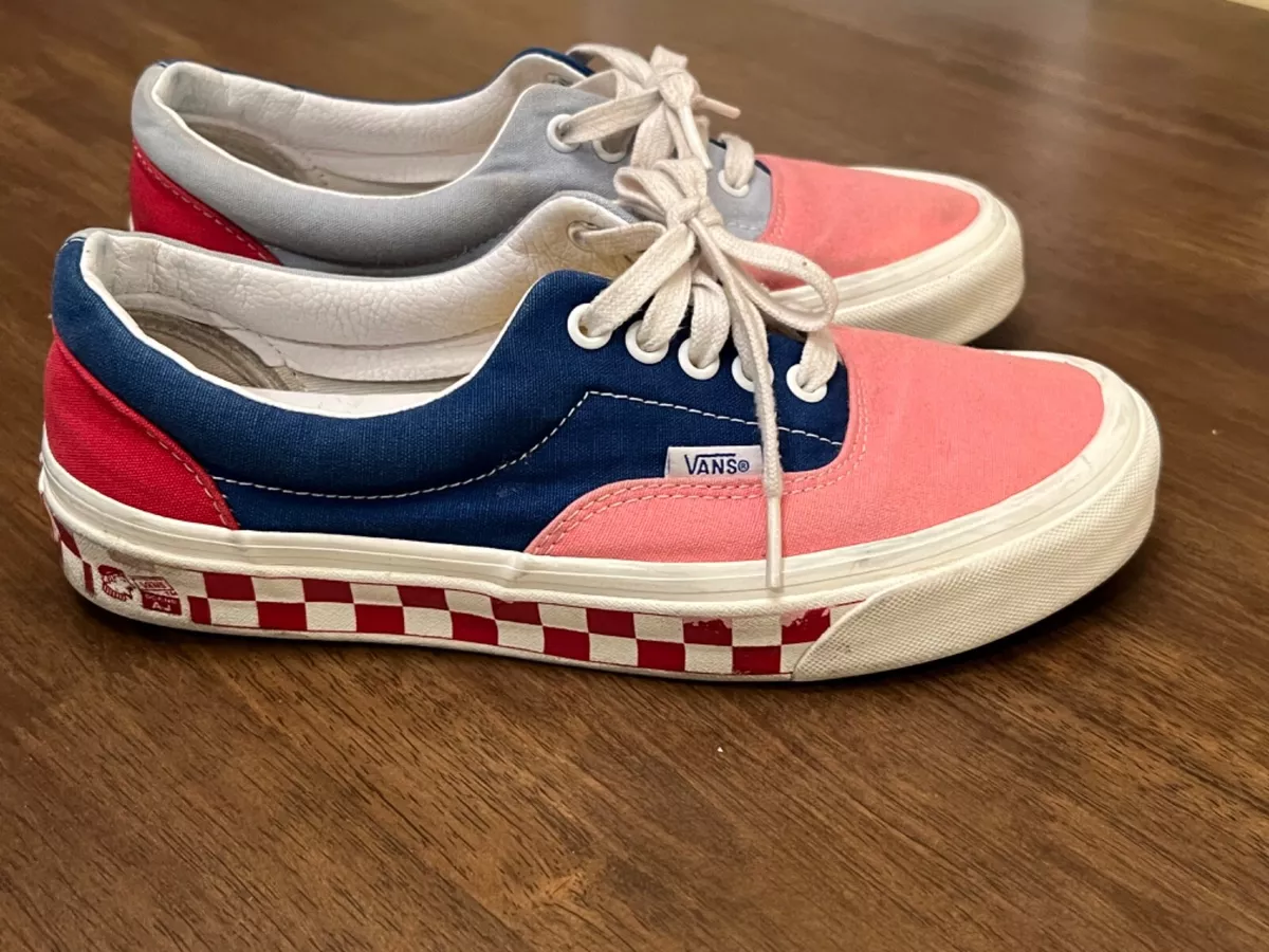 Vans Original Style 95 Mens 7 Womens 8.5 Pink Blue Red checkered Shoes Sneakers