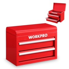 Workpro Steel Small Toolbox 2 Drawer Metal Mini Tool Box With Ball Bearing Slide