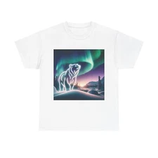 Unisex Adult T Shirt Aurora Bear with Polar Lights
