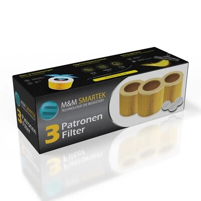 M&M SMARTEK® 3x Patronen-Filter für Kärcher WD 2 WD3 WD 3 Premium WD 3 P Extension WD2