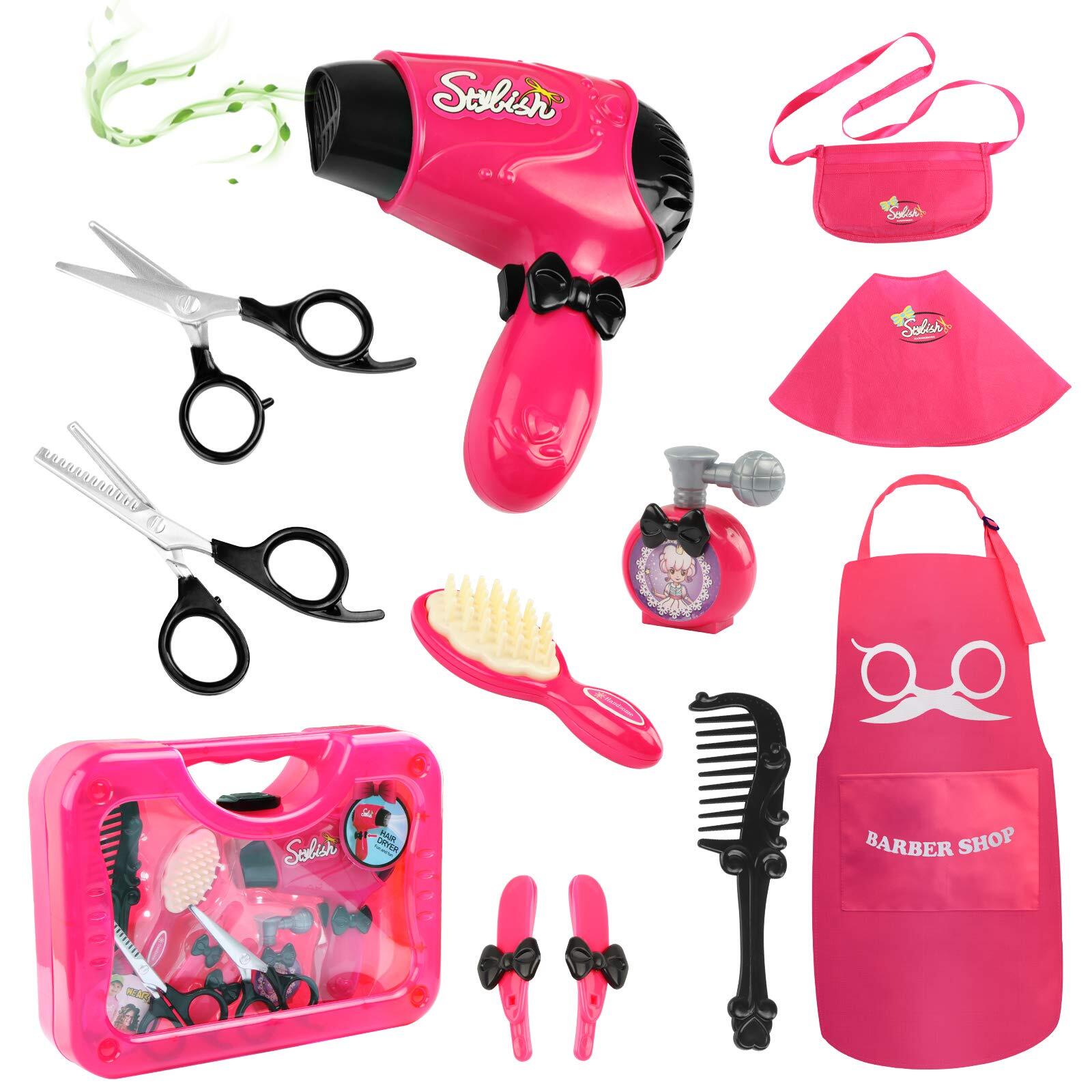 Girls Beauty Salon Set Pretend Play Stylist Hair Cutting Kit Hairdresser Toys...