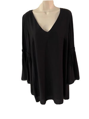 1.State The Curator M Little Black Dress Bell Sleeve V Neck Lined Boho Fairy