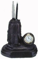 Orologio portapenne da scrivania in finitura bronzo